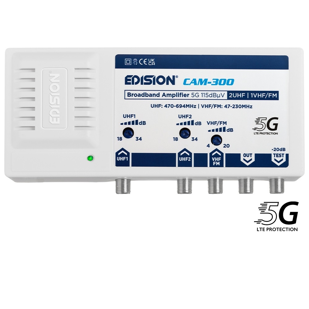 ΕΝΙΣΧΥΤΗΣ ΚΕΝΤΡΙΚΟΣ CAM-300 5G 2UHF 1VHF/FM 115dBμV 26-01-0401 EDISION