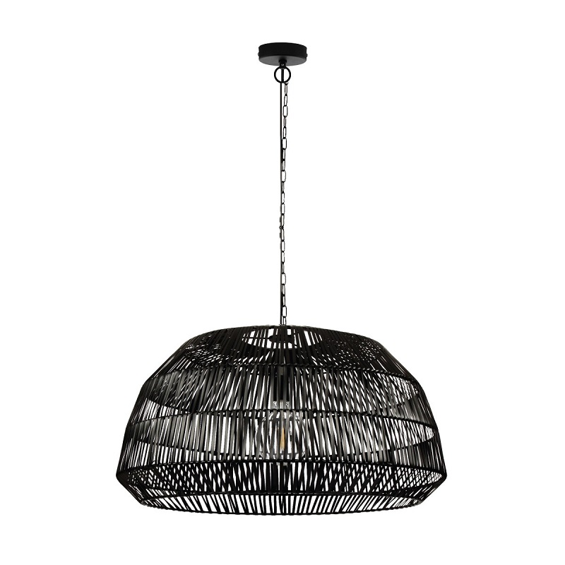 ΦΩΤΙΣΤΙΚΟ ΚΡΕΜΑΣΤΟ PC RATTAN 240V E27 MAX 40w IP20 73x38cm ΜΑΥΡΟ VK/03148/PE/73 VK