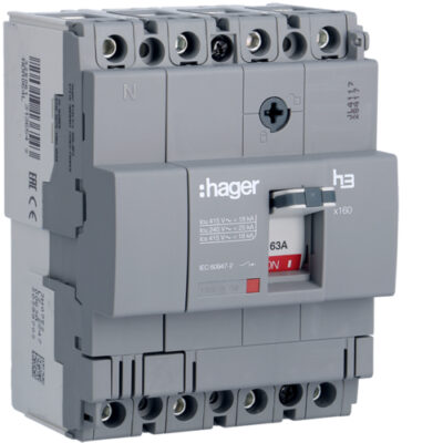 ΑΥΤΟΜΑΤΟΣ ΔΙΑΚΟΠΤΗΣ ΙΣΧΥΟΣ x160 18kA 4P 63Α HDA064L HAGER