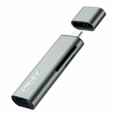 USB-C  CARD  READER  ΓΙΑ ΚΑΡΤΕΣ MICROSD  & SD  ΜΕ ΥΠΟΔΟΧΗ  USB A  PNY R-TC-UA-3N1E01-RB