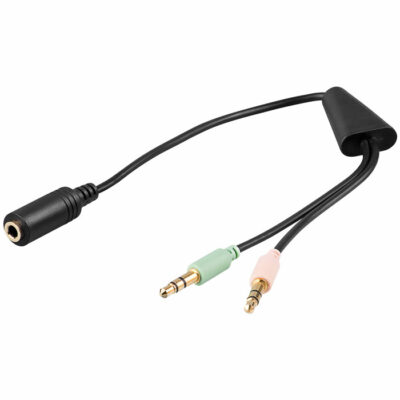 Adaptor από ακουστικό και μικρόφωνο 3.5mm σε 2 στερεοφωνικά βύσματα 3,5mm