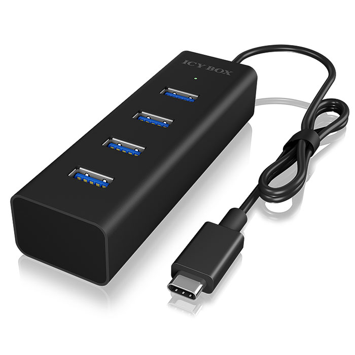 USB 3.0 Hub ΑΛΟΥΜΙΝΙΟΥ 4 ΘΥΡΩΝ ΜΕ ΣΥΝΔΕΣΗ TYPE-C ΣΕ ΜΑΥΡΟ ΧΡΩΜΑ ICY BOX IB-HUB1409-C3