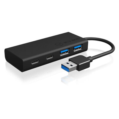 USB 3.0 Hub  ΑΛΟΥΜΙΝΙΟΥ ΜΕ ΣΥΝΔΕΣΕΙΣ 2x ΘΥΡΕΣ TYPE-A + 2x ΘΥΡΕΣ TYPE-C ΣΕ ΜΑΥΡΟ ΧΡΩΜΑ