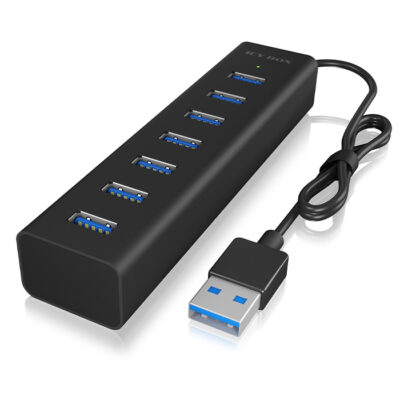 USB 3.0 Hub ΑΛΟΥΜΙΝΙΟΥ ΜΕ ΣΥΝΔΕΣΕΙΣ 7x ΘΥΡΕΣ  TYPE-A ΣΕ ΜΑΥΡΟ ΧΡΩΜΑ   ICY BOX IB-HUB1700-U3