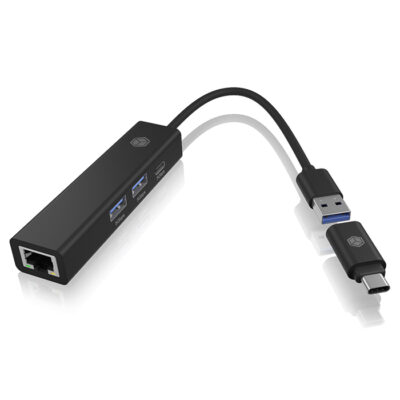 ΣΤΑΘΜΟΣ ΣΥΝΔΕΣΗΣ 4 ΘΥΡΩΝ USB 3.2 GEN 1X1 ΜΕ ΕΝΣΩΜΑΤΩΜΕΝΟ  ΚΑΛΩΔΙΟ  ICY BOX IB-HUB1439-LAN