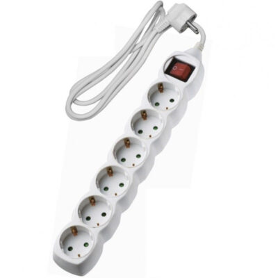 ΠΟΛΥΠΡΙΖΟ 6ΛΗΨΕΩΝ 5ΜΕΤΡΑ 3X1.5mm+ΔΙΑΚΟΠΤΗ ΛΕΥΚΟ 03.65100 COM