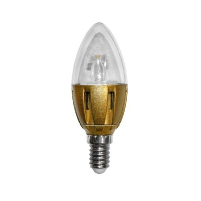 LED ΛΑΜΠΑ ΚΕΡΑΚΙ ΑΛΟΥΜΙΝ ΔΙΑΦΑΝΟ ΧΡΥΣΗ ΒΑΣΗ Ε14 3W ΨΥΧΡΟ 13-140230-G LUMEN