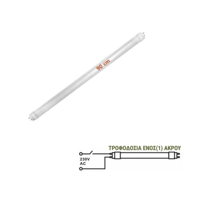 LED ΛΑΜΠΑ ΓΥΑΛΙΝΗ T8 90cm 14W 230V ΜΟΝΗΣ ΤΡΟΦΟΔΟΣΙΑΣ ΛΕΥΚΟ 13-01141 LUMEN