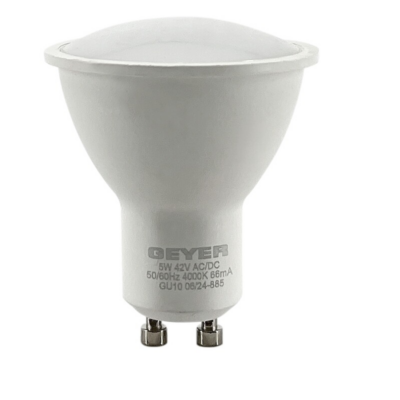 ΛΑΜΠΑ LED 5W GU10 4000K 400lm 42V AC-DC LHGC5-42 GEYER