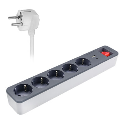 Πολύπριζο 5 θέσεων με διακόπτη ON/OFF και 2 θύρες USB (USB-C & USB-Α)   SONORA PSW501AC