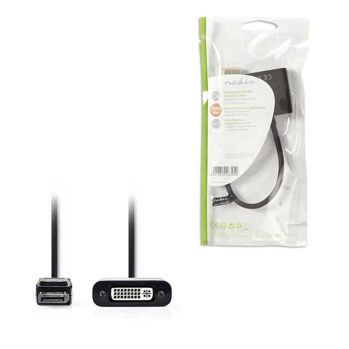 ΑΝΤΑΠΤΟΡΑΣ DISPLAYPORT ΑΡΣ.-DVI-I ΘΗΛ, ΘΗΛΥΚΟ 0,2m ΣΕ ΜΑΥΡΟ ΧΡΩΜΑ NEDIS CCGP37250BK02