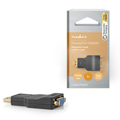 ΑΝΤΑΠΤΟΡΑΣ  DISPLAYPORT ΑΡΣ. ΣΕ VGA ΘΗΛ. ΜΕ ΕΠΙΧΡΥΣΕΣ ΕΠΑΦΕΣ  NEDIS CCBW37935AT