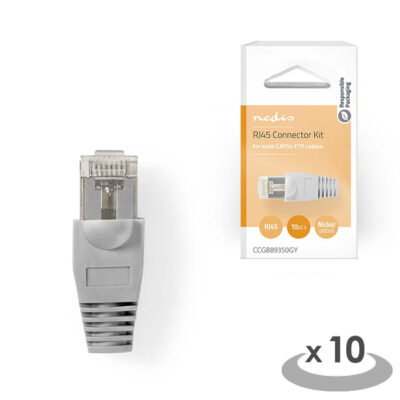Κονέκτορας CΑΤ 5e UTP RJ45 αρσ. με καπάκια, σε συσκευασία 10 τεμαχίων. CCGB89350GYF NEDIS