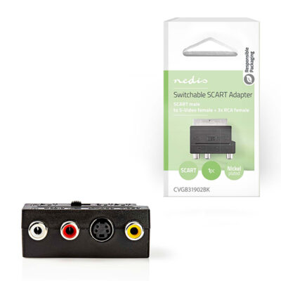 ΑΝΤΑΠΤΟΡΑΣ  SCART  αρσ. - 3x RCA θηλ. + S-Video θηλ.  ΣΕ ΣΥΣΚΕΥΑΣΙΑ  BLISTER  NEDIS CVGB31902BK