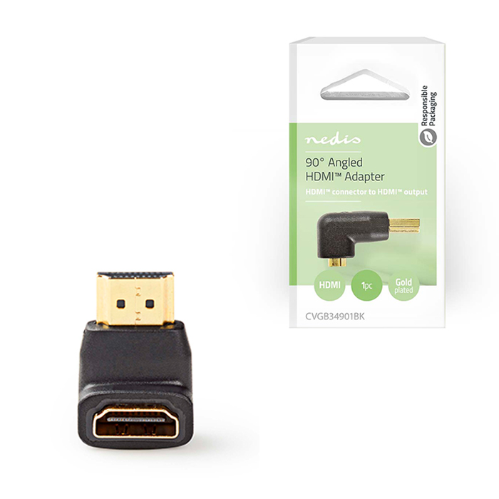 ΑΝΤΑΠΤΟΡΑΣ HDMI αρσ. - HDMI θηλ. υπό γωνία 90°, ΣΕ ΜΑΥΡΟ ΧΡΩΜΑ CVGB34901BK NEDIS