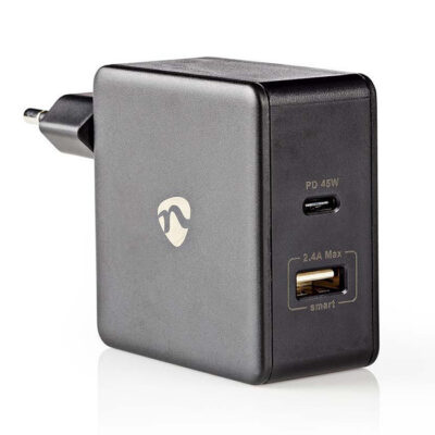 UNIVERSAL ΦΟΡΤΙΣΤΗΣ ΜΕ 2 ΕΞΟΔΟΥΣ USB-A &USB-C 3.0A ΣΕ ΜΑΥΡΟ ΧΡΩΜΑ   NEDIS WCPD45W100BK