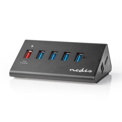 USB 3.0 Hub 4 ΘΥΡΩΝ+1 ΘΥΡΑ  QC 3.0 ΜΕ ΤΡΟΦΟΔΟΤΙΚΟ  ΣΕ ΜΑΥΡΟ ΧΡΩΜΑ  NEDIS UHUBUP3510BK