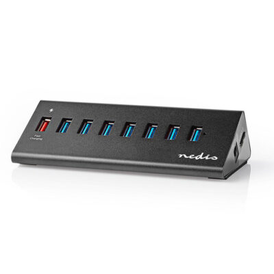 USB 3.0 Hub  7 ΘΥΡΩΝ +1 ΘΥΡΑ  QC3.0  ΜΕ ΤΡΟΦΟΔΟΤΙΚΟ  ΣΕ ΜΑΥΡΟ ΧΡΩΜΑ  NEDIS UHUBUP3810BK