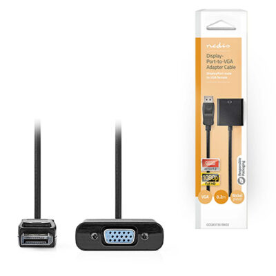 ΚΑΛΩΔΙΟ ΕΙΚΟΝΑΣ  DISPLAYPORT ΑΡΣ.-VGA ΘΗΛ. 0.20m  NEDIS CCGB37351BK02