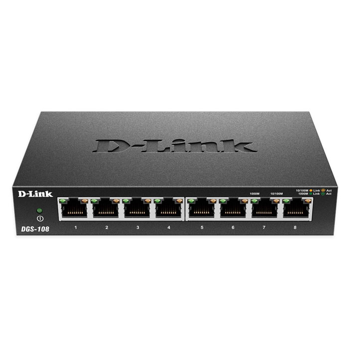 D-LINK DGS-108 GIGABIT ETHERNET 8 PORT UNMANAGED DESKTOP SWITCH