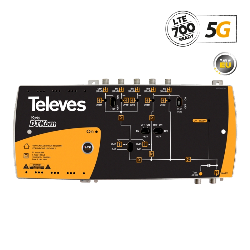 534120 DTKom ΕΝΙΣΧ. ΚΕΝΤΡΙΚΟΣ F 5G LTE 31-41dB 123dBuV 5-in 12-15-0021 TELEVES
