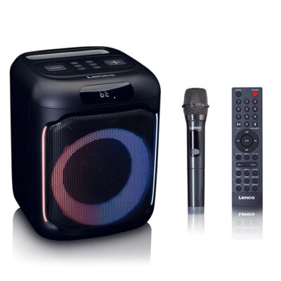 Party Speaker 100W με Bluetooth, ασύρματο μικρόφωνο και φωτισμό LED  LENCO PA-101BK