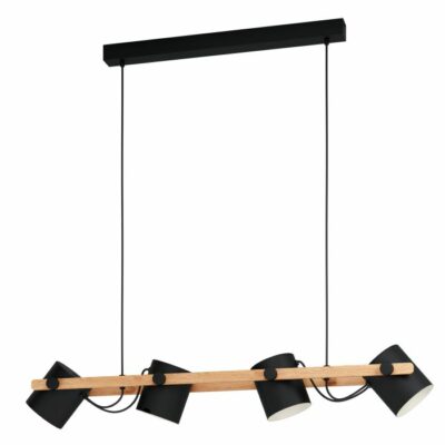 ΦΩΤΙΣΤΙΚΟ ΚΡΕΜΑΣΤΟ 4xE27 ΜΑΥΡΟ CREME ΞΥΛΟ HORNWOOD 43424 EGLO