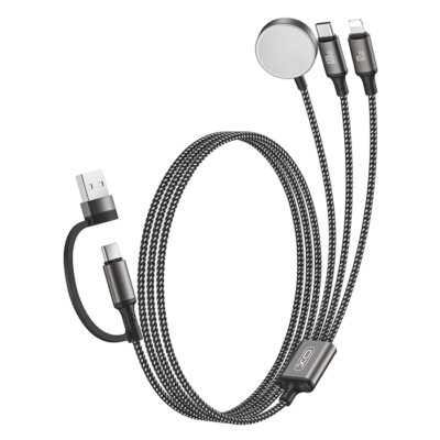 ΚΑΛΩΔΙΟ USB High-Speed A & type-C αρσ. σε Lighnting USB type-C & μαγνητικό φορτιστή 1.20m ΜΑΥΡΟ